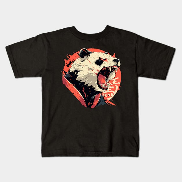 angry panda Kids T-Shirt by peterdoraki